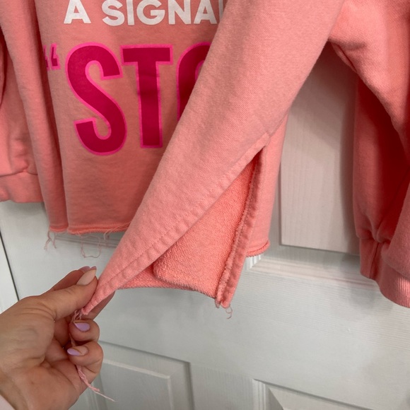 Maybe Crazy V-Neck Sweatshirt Size XL Pink Oversized Cropped Unisex Funky Barbie - Picture 3 of 7